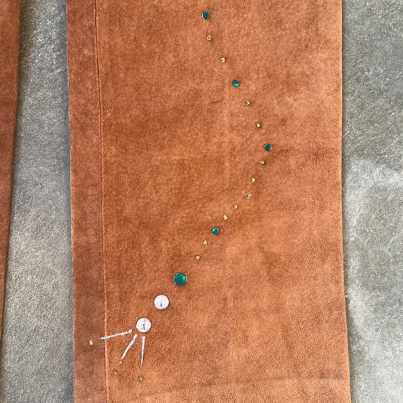 Handmade Vintage High Waist Suede Pants - Sequin work - Picture 5 of 12